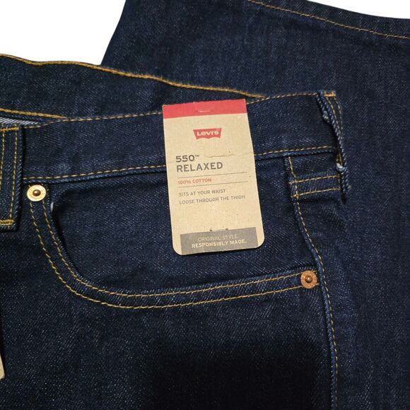Levis 550 Relaxed Fit Jeans Mens Size 34x34 Dark Wash Denim New with Tags - Picture 7 of 10